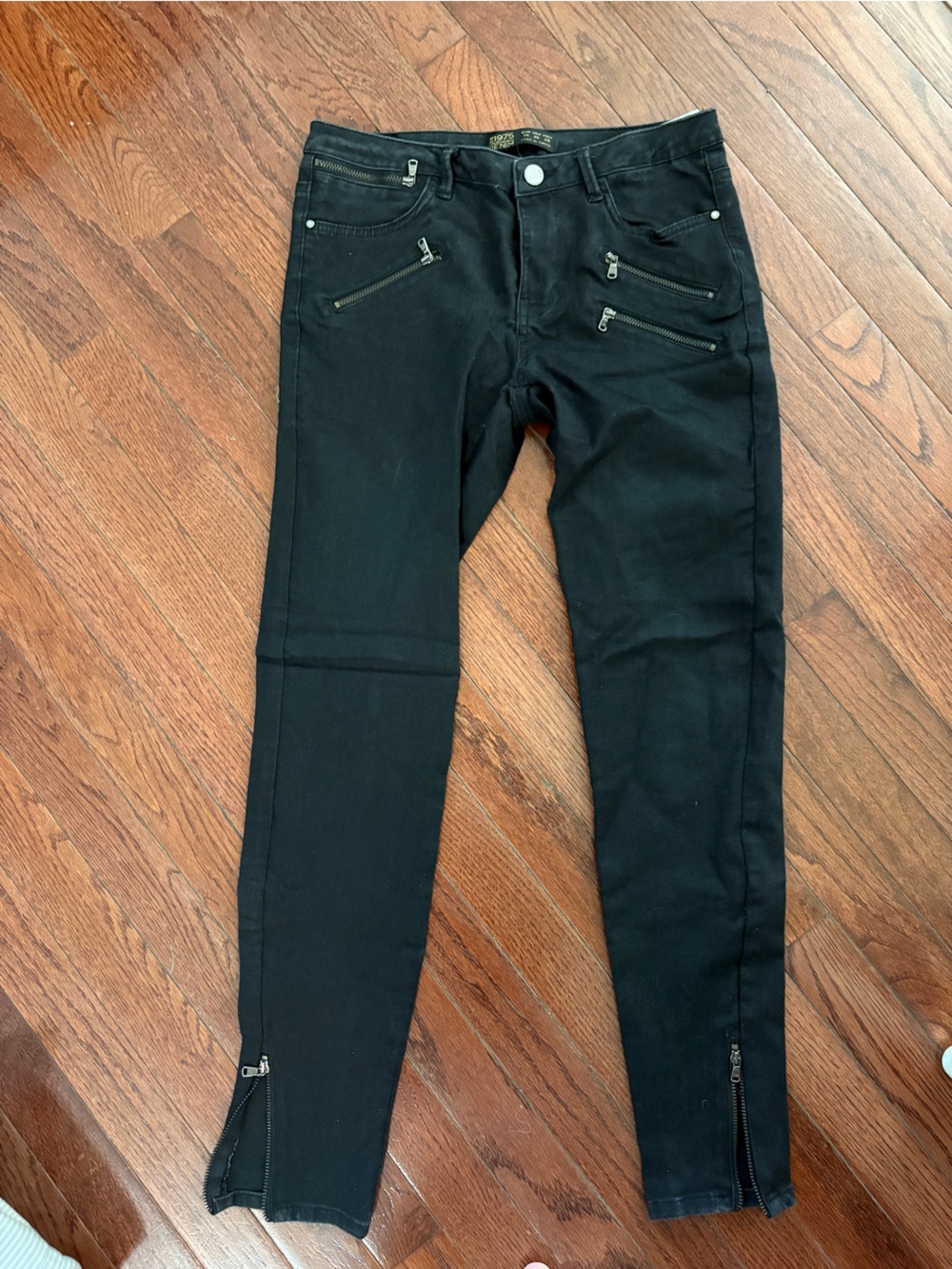 Zara Black Women's Skinny Jeans with Zip Details